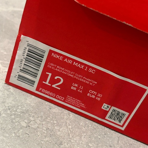 NEW Nike Air Max 1 SC FB9660002 Light Bone/ Violet Dust Phantom Size 12 - Picture 5 of 11